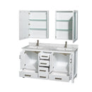 Sheffield 60" Free Standing Double Basin Vanity Set with Cabinet, Marble Vanity Top, and Medicine Cabinets - image 10