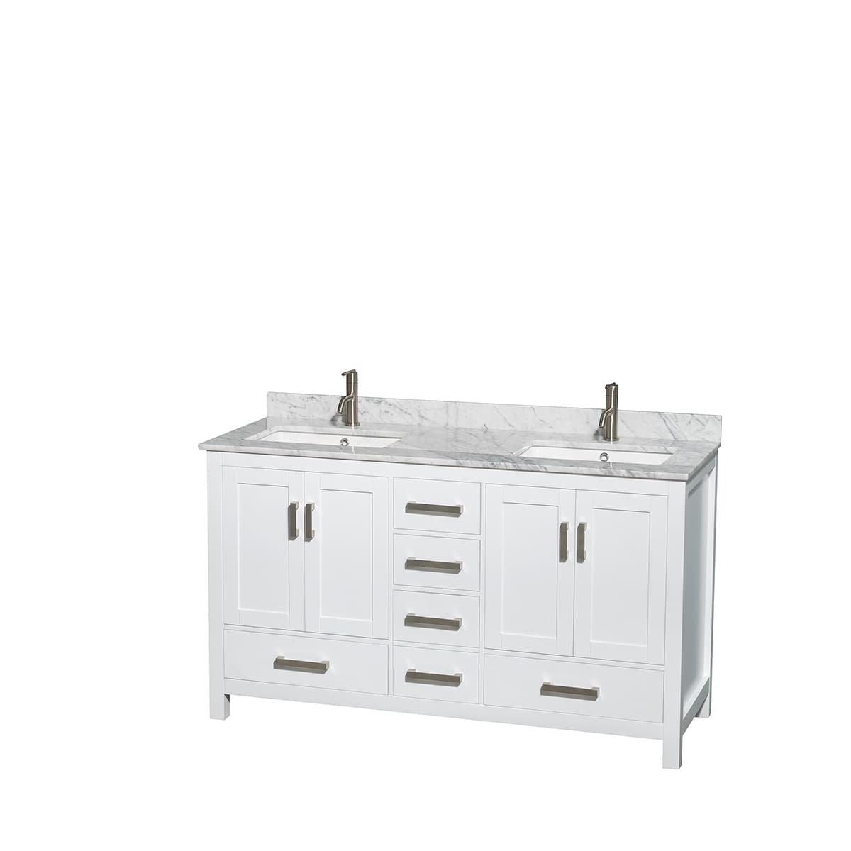 Sheffield 60" Free Standing Double Basin Vanity Set with Cabinet, Marble Vanity Top, and Medicine Cabinets