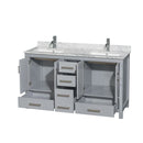 Sheffield 60" Free Standing Double Basin Vanity Set with Cabinet and Marble Vanity Top - image 2