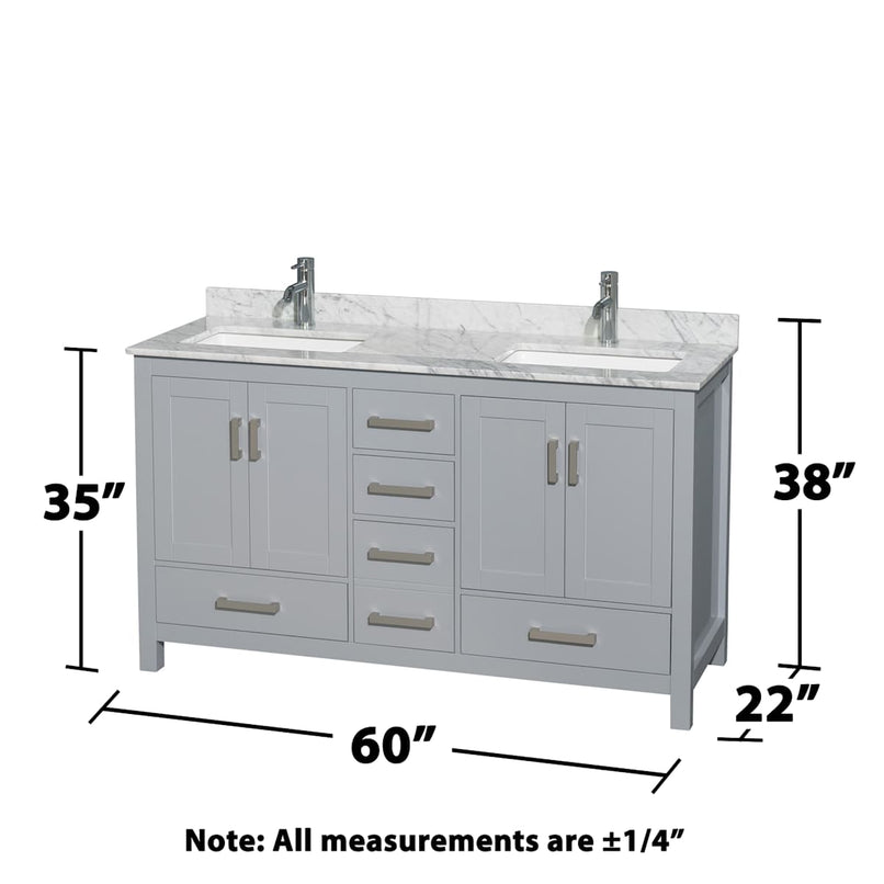 Sheffield 60" Free Standing Double Basin Vanity Set with Cabinet and Marble Vanity Top - image 3