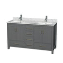 Sheffield 60" Free Standing Double Basin Vanity Set with Cabinet and Marble Vanity Top - image 4