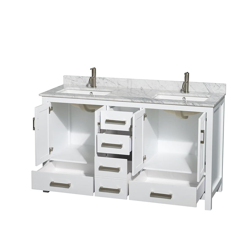 Sheffield 60" Free Standing Double Basin Vanity Set with Cabinet and Marble Vanity Top - image 8