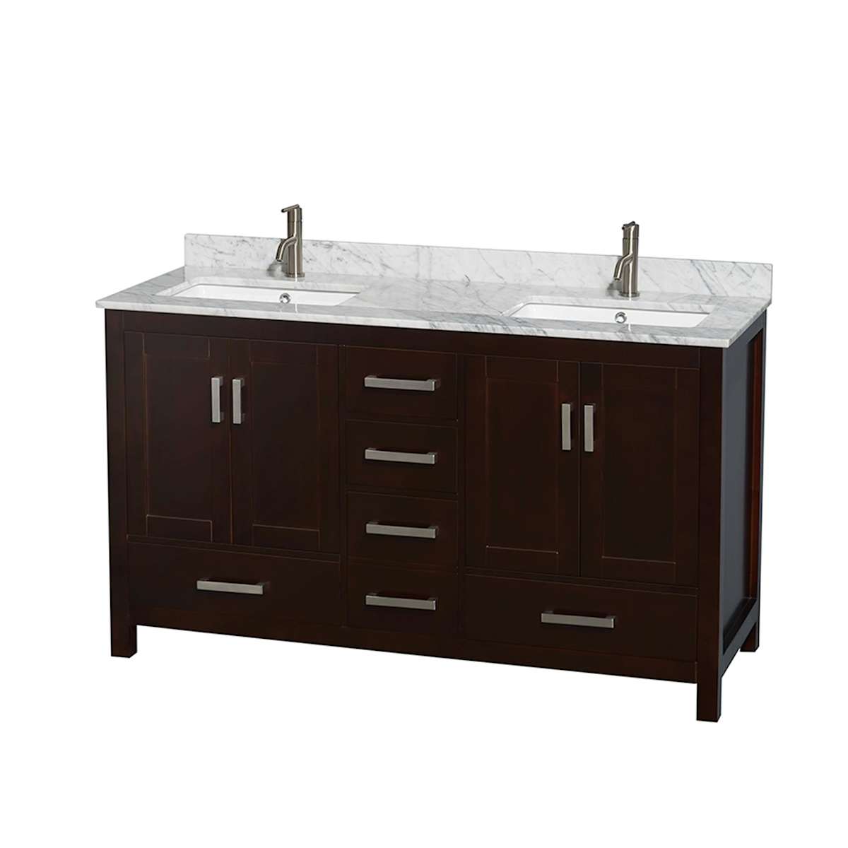 Sheffield 60" Free Standing Double Basin Vanity Set with Cabinet and Marble Vanity Top