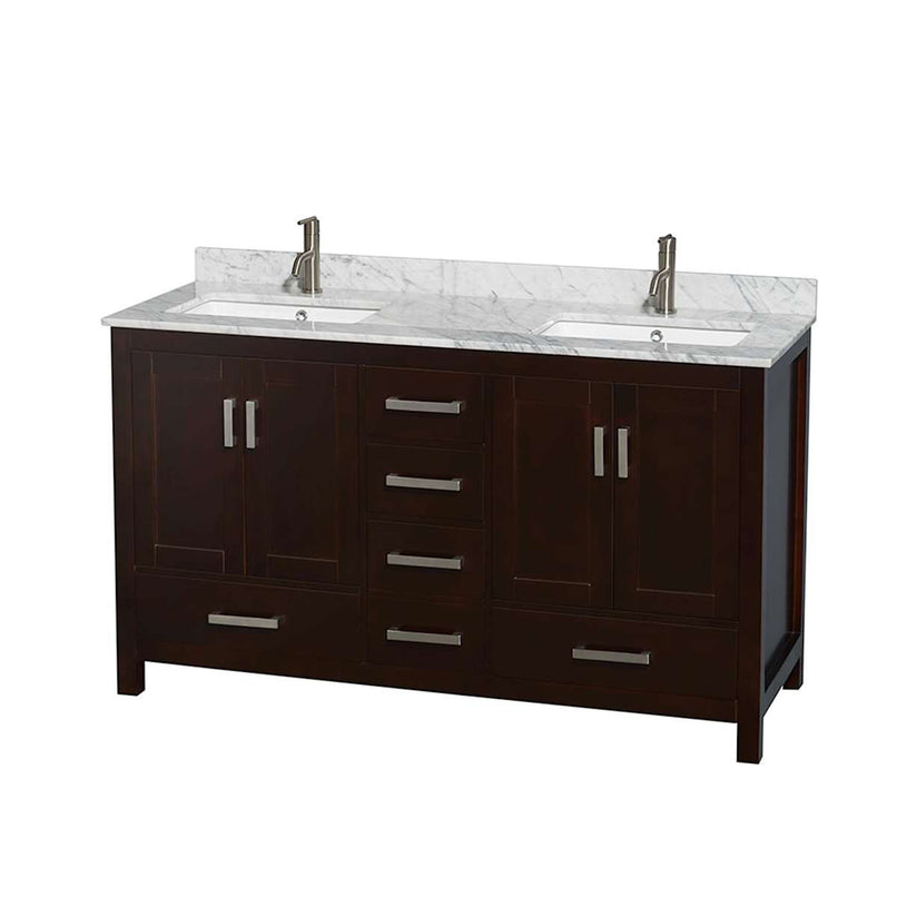 Sheffield 60" Free Standing Double Basin Vanity Set with Cabinet and Marble Vanity Top - image 10