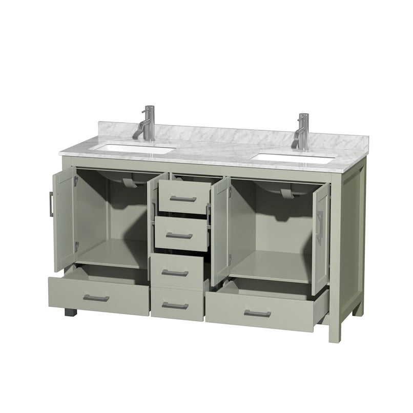 Sheffield 60" Free Standing Double Basin Vanity Set with Cabinet and Marble Vanity Top - image 14