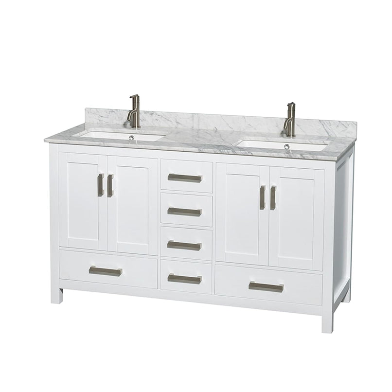 Sheffield 60" Free Standing Double Basin Vanity Set with Cabinet and Marble Vanity Top - image 1