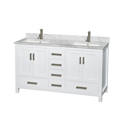 Sheffield 60" Free Standing Double Basin Vanity Set with Cabinet and Marble Vanity Top - image 1
