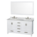 Sheffield 60" Free Standing Double Basin Vanity Set with Wood Cabinet, Marble Vanity Top, and Framed Mirror - image 1