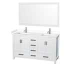 Sheffield 60" Free Standing Double Basin Vanity Set with Cabinet, Cultured Marble Vanity Top, and Framed Mirror - image 1