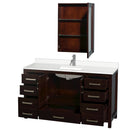 Sheffield 60" Free Standing Single Basin Vanity Set with Cabinet, Quartz Vanity Top, and Medicine Cabinet - image 7