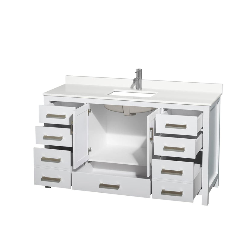 Sheffield 60" Free Standing Single Basin Vanity Set with Cabinet and Quartz Vanity Top - image 8