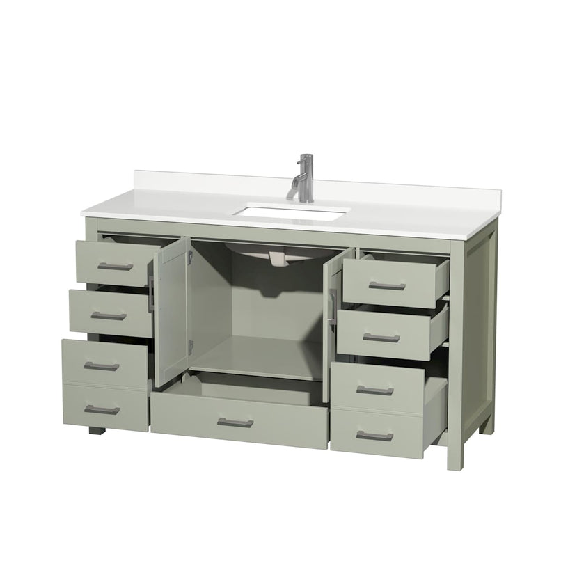 Sheffield 60" Free Standing Single Basin Vanity Set with Cabinet and Quartz Vanity Top - image 10