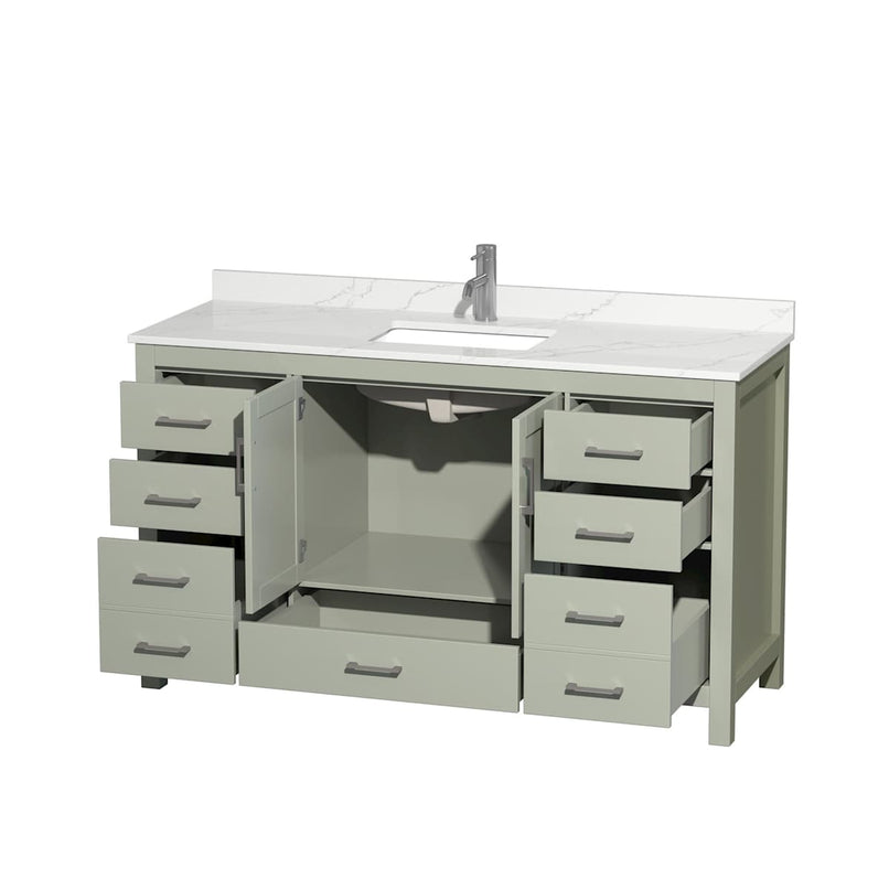 Sheffield 60" Free Standing Single Basin Vanity Set with Cabinet and Quartz Vanity Top - image 11