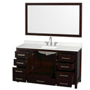 Sheffield 60" Free Standing Single Basin Vanity Set with Cabinet, Quartz Vanity Top, and Framed Mirror - image 2