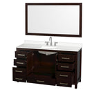 Sheffield 60" Free Standing Single Basin Vanity Set with Cabinet, Quartz Vanity Top, and Framed Mirror - image 6