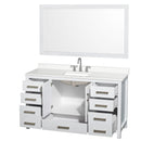 Sheffield 60" Free Standing Single Basin Vanity Set with Cabinet, Quartz Vanity Top, and Framed Mirror - image 13