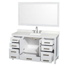 Sheffield 60" Free Standing Single Basin Vanity Set with Cabinet, Quartz Vanity Top, and Framed Mirror - image 14