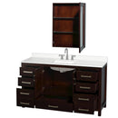 Sheffield 60" Free Standing Single Basin Vanity Set with Cabinet, Quartz Vanity Top, and Medicine Cabinet - image 7