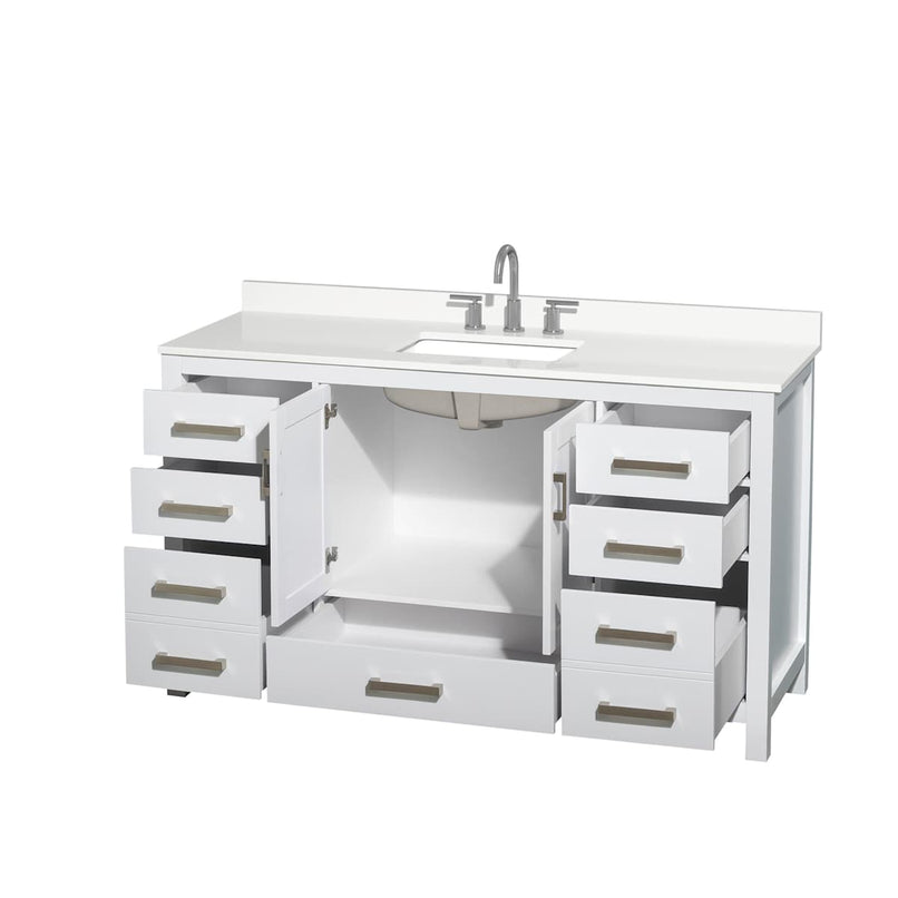 Sheffield 60" Free Standing Single Basin Vanity Set with Cabinet and Quartz Vanity Top - image 8