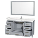 Sheffield 60" Free Standing Single Basin Vanity Set with Cabinet, Cultured Marble Vanity Top, and Framed Mirror - image 2