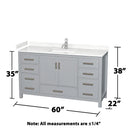 Sheffield 60" Free Standing Single Basin Vanity Set with Cabinet, Cultured Marble Vanity Top, and Framed Mirror - image 5