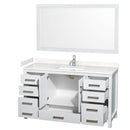 Sheffield 60" Free Standing Single Basin Vanity Set with Cabinet, Cultured Marble Vanity Top, and Framed Mirror - image 13