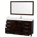 Sheffield 60" Free Standing Single Basin Vanity Set with Cabinet, Cultured Marble Vanity Top, and Framed Mirror - image 19