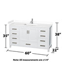 Sheffield 60" Free Standing Single Basin Vanity Set with Cabinet, Cultured Marble Vanity Top, and Framed Mirror - image 20