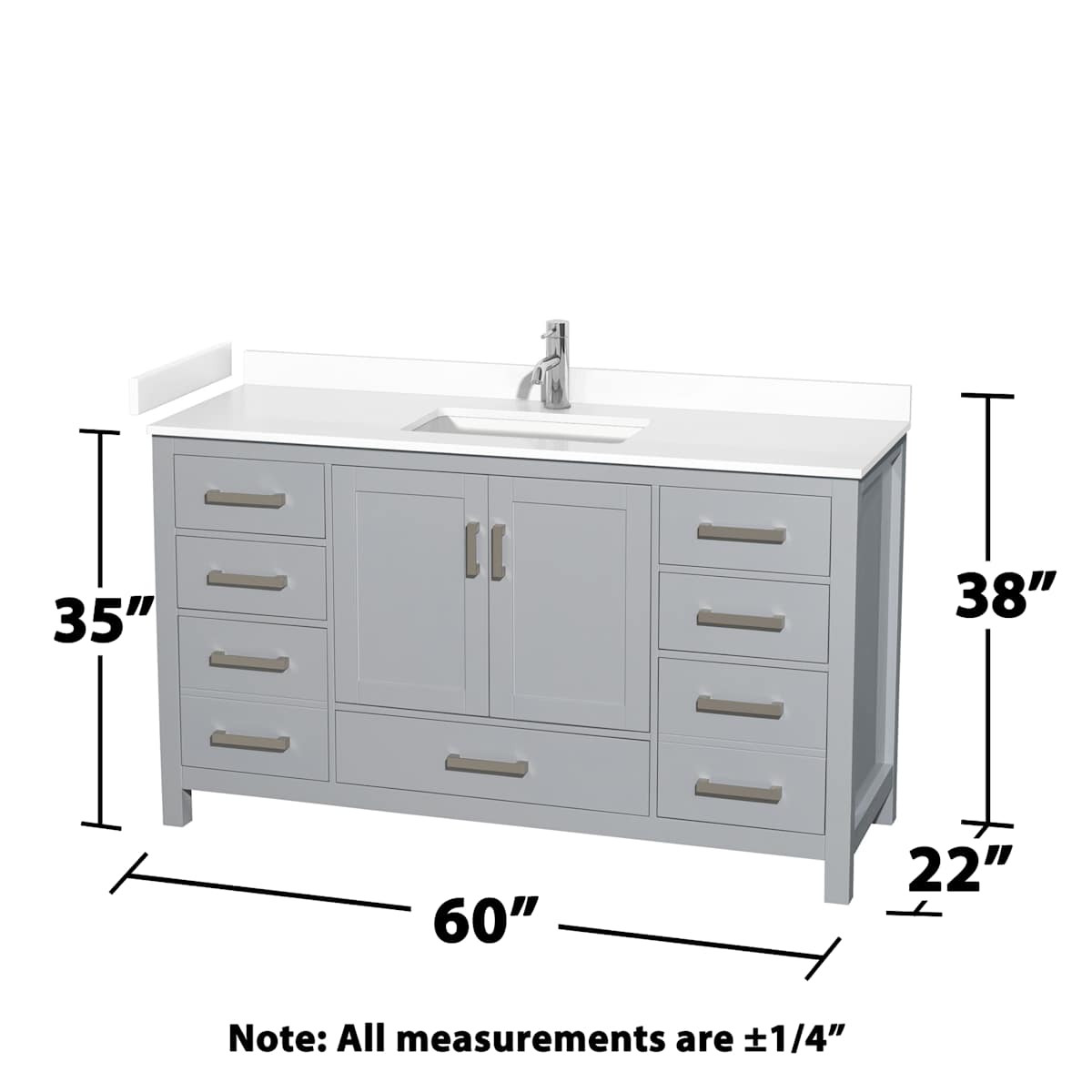 Sheffield 60" Free Standing Single Basin Vanity Set with Cabinet, Cultured Marble Vanity Top, and Medicine Cabinet - image 8