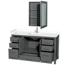 Sheffield 60" Free Standing Single Basin Vanity Set with Cabinet, Cultured Marble Vanity Top, and Medicine Cabinet - image 13