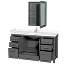 Sheffield 60" Free Standing Single Basin Vanity Set with Cabinet, Cultured Marble Vanity Top, and Medicine Cabinet - image 14