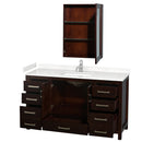 Sheffield 60" Free Standing Single Basin Vanity Set with Cabinet, Cultured Marble Vanity Top, and Medicine Cabinet - image 16