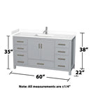 Sheffield 60" Free Standing Single Basin Vanity Set with Cabinet and Cultured Marble Vanity Top - image 7