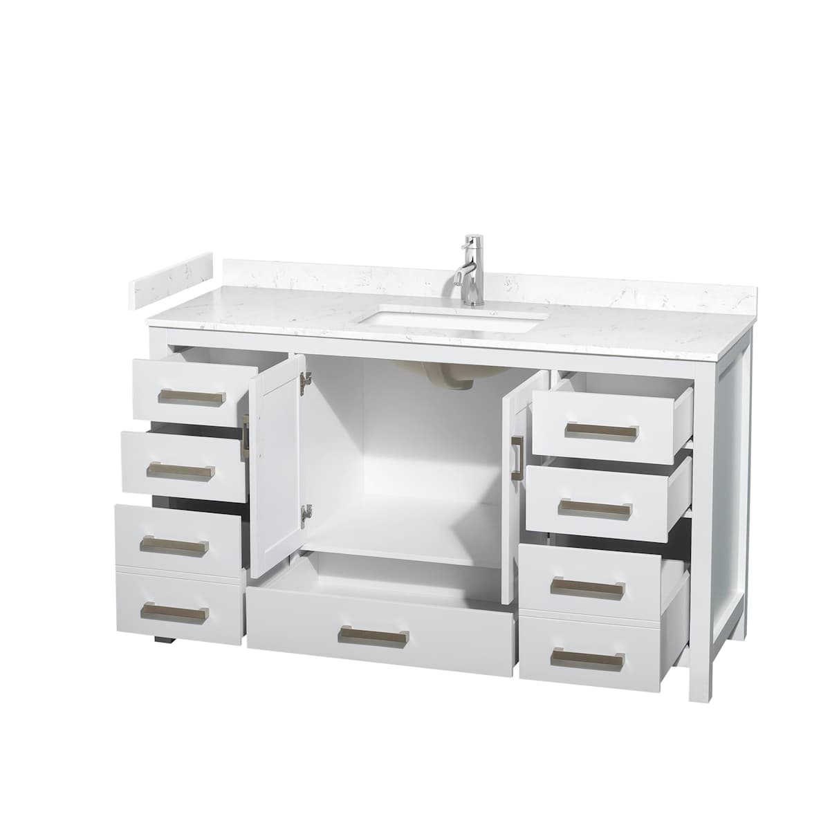 Sheffield 60" Free Standing Single Basin Vanity Set with Cabinet and Cultured Marble Vanity Top