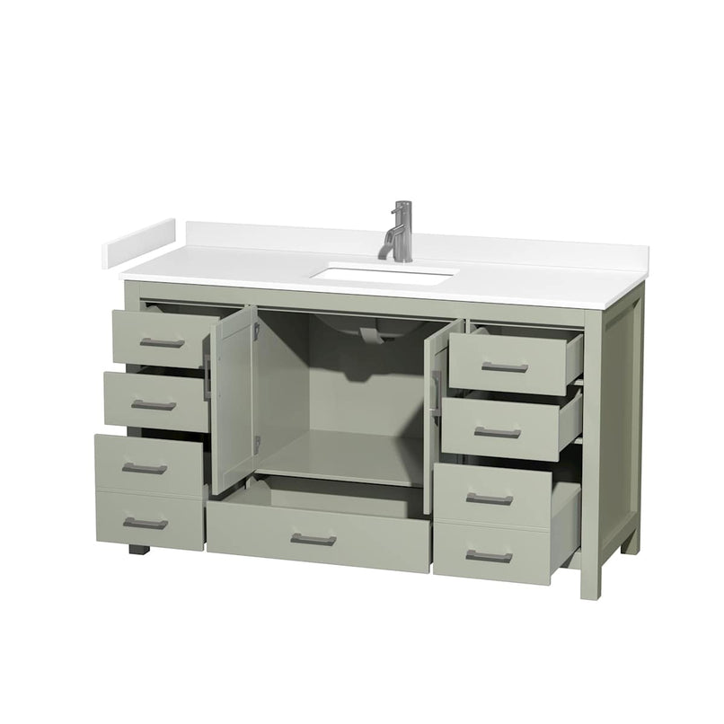 Sheffield 60" Free Standing Single Basin Vanity Set with Cabinet and Cultured Marble Vanity Top - image 10