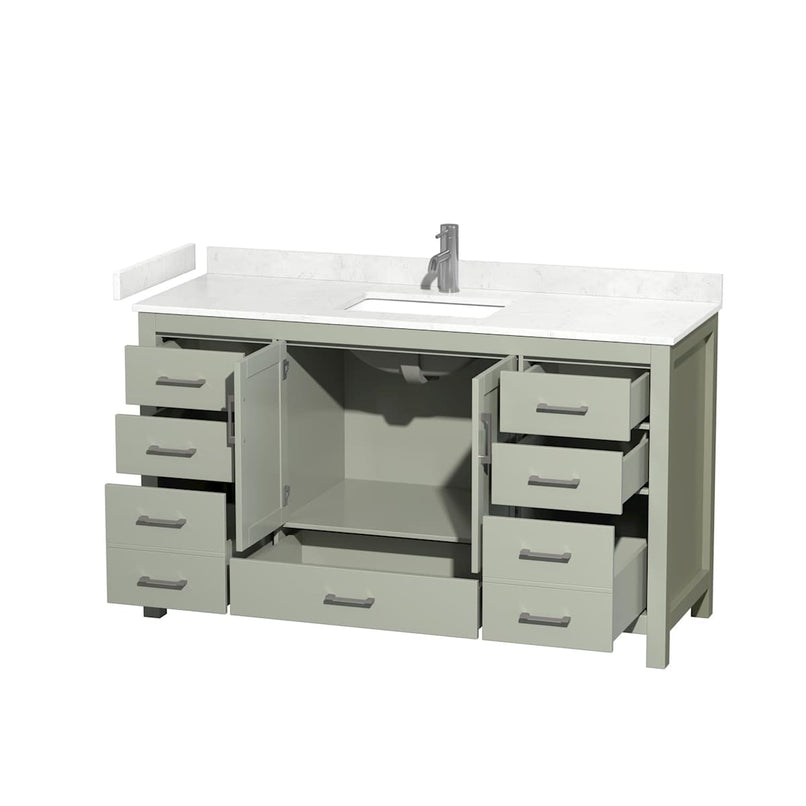Sheffield 60" Free Standing Single Basin Vanity Set with Cabinet and Cultured Marble Vanity Top - image 11