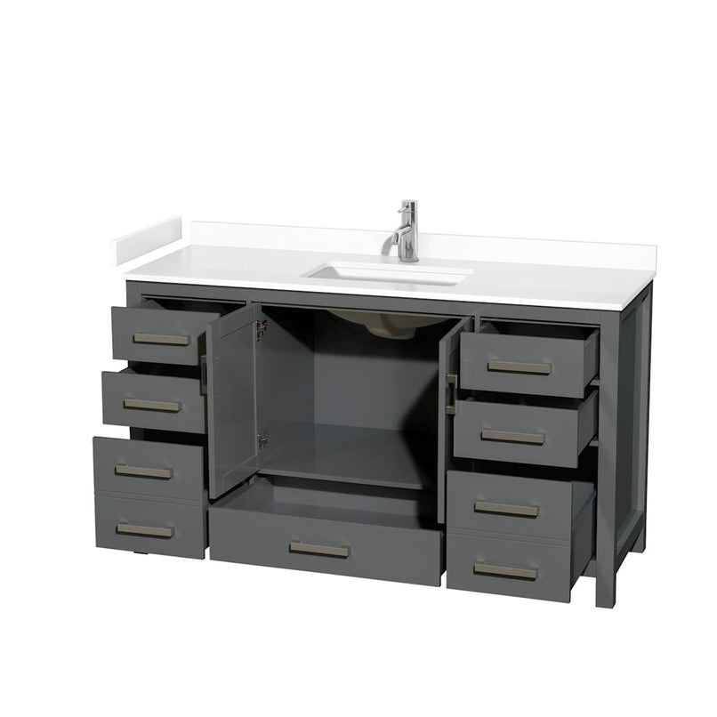 Sheffield 60" Free Standing Single Basin Vanity Set with Cabinet and Cultured Marble Vanity Top - image 12