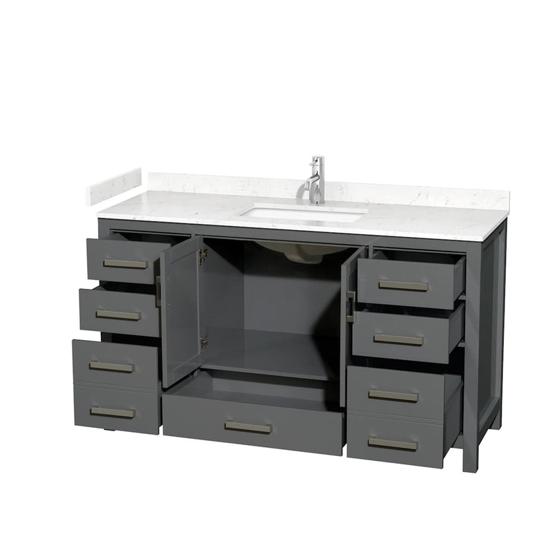 Sheffield 60" Free Standing Single Basin Vanity Set with Cabinet and Cultured Marble Vanity Top - image 13