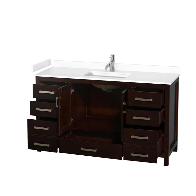 Sheffield 60" Free Standing Single Basin Vanity Set with Cabinet and Cultured Marble Vanity Top - image 14