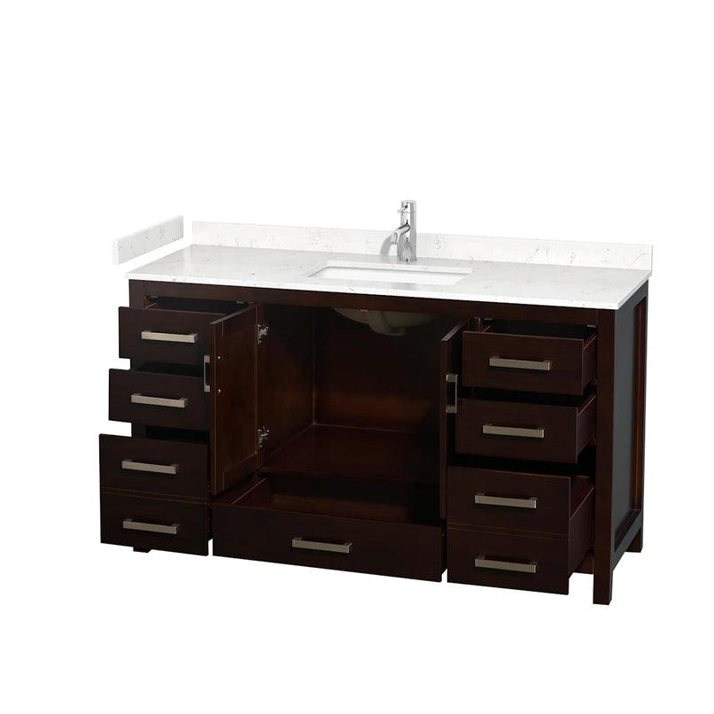 Sheffield 60" Free Standing Single Basin Vanity Set with Cabinet and Cultured Marble Vanity Top - image 15