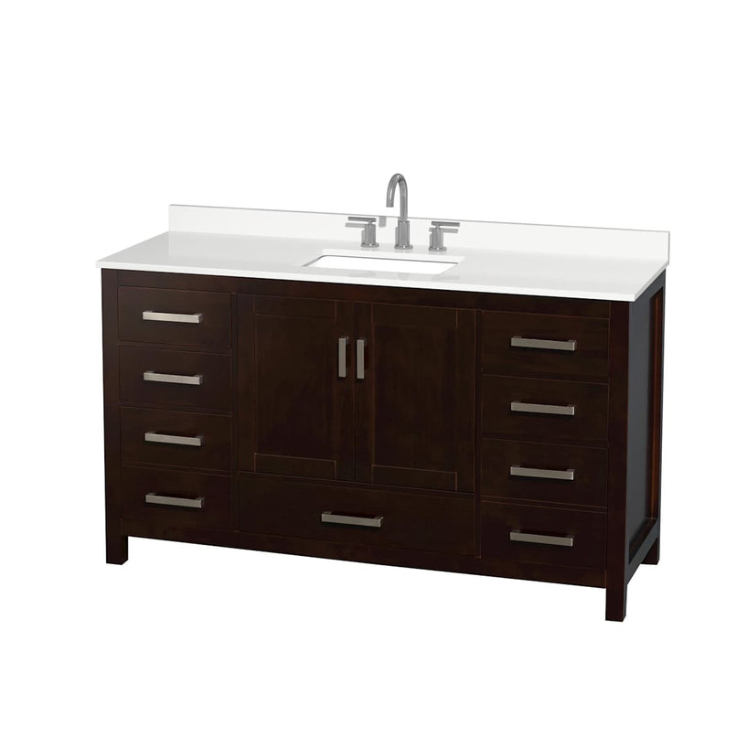 Sheffield 60" Free Standing Single Basin Vanity Set with Cabinet and Quartz Vanity Top - image 1