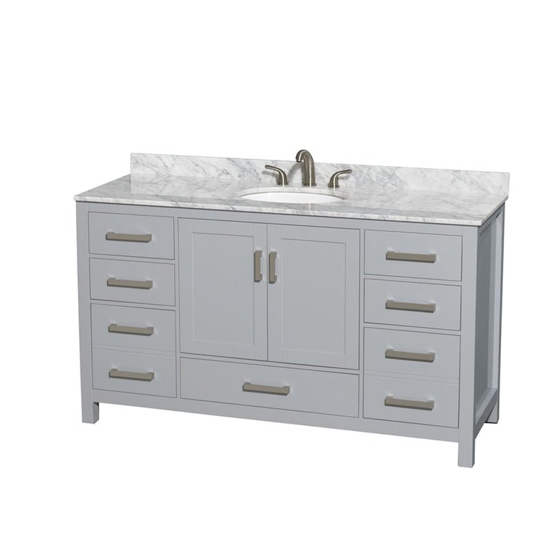 Sheffield 60" Free Standing Single Basin Vanity Set with Cabinet and Marble Vanity Top - image 1