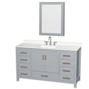 Sheffield 60" Free Standing Single Basin Vanity Set with Cabinet, Quartz Vanity Top, and Medicine Cabinet - image 1
