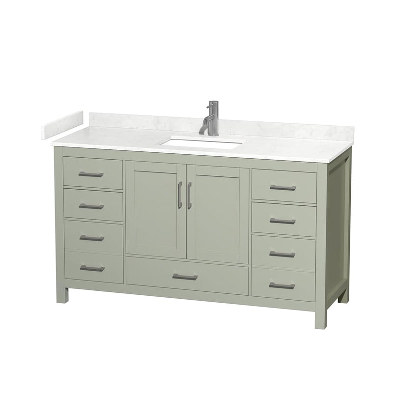 Sheffield 60" Free Standing Single Basin Vanity Set with Cabinet and Cultured Marble Vanity Top - image 1