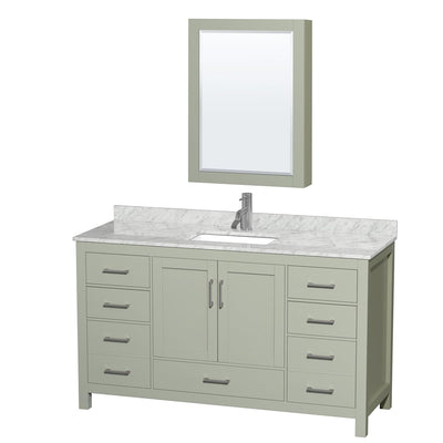 Sheffield 60" Free Standing Single Basin Vanity Set with Cabinet, Marble Vanity Top, and Medicine Cabinet - image 1