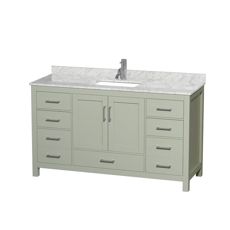 Sheffield 60" Free Standing Single Basin Vanity Set with Cabinet and Marble Vanity Top - image 1