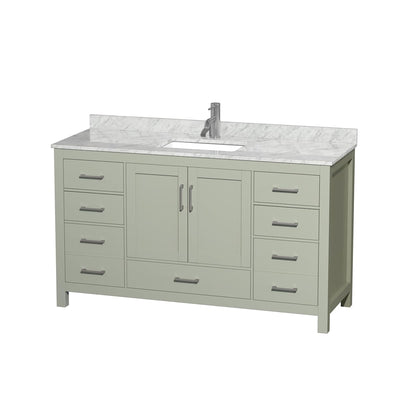 Sheffield 60" Free Standing Single Basin Vanity Set with Cabinet and Marble Vanity Top - image 1