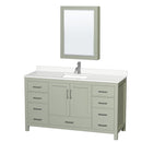 Sheffield 60" Free Standing Single Basin Vanity Set with Cabinet, Quartz Vanity Top, and Medicine Cabinet - image 1