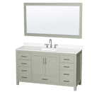 Sheffield 60" Free Standing Single Basin Vanity Set with Cabinet, Quartz Vanity Top, and Framed Mirror - image 1