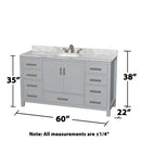 Sheffield 60" Free Standing Single Basin Vanity Set with Cabinet, Marble Vanity Top, and Framed Mirror - image 4